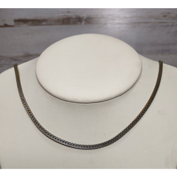 Vintage Signed Medici Silver Tone Chunky Diagonal Chain Link Necklace 19" - Picture 1 of 6